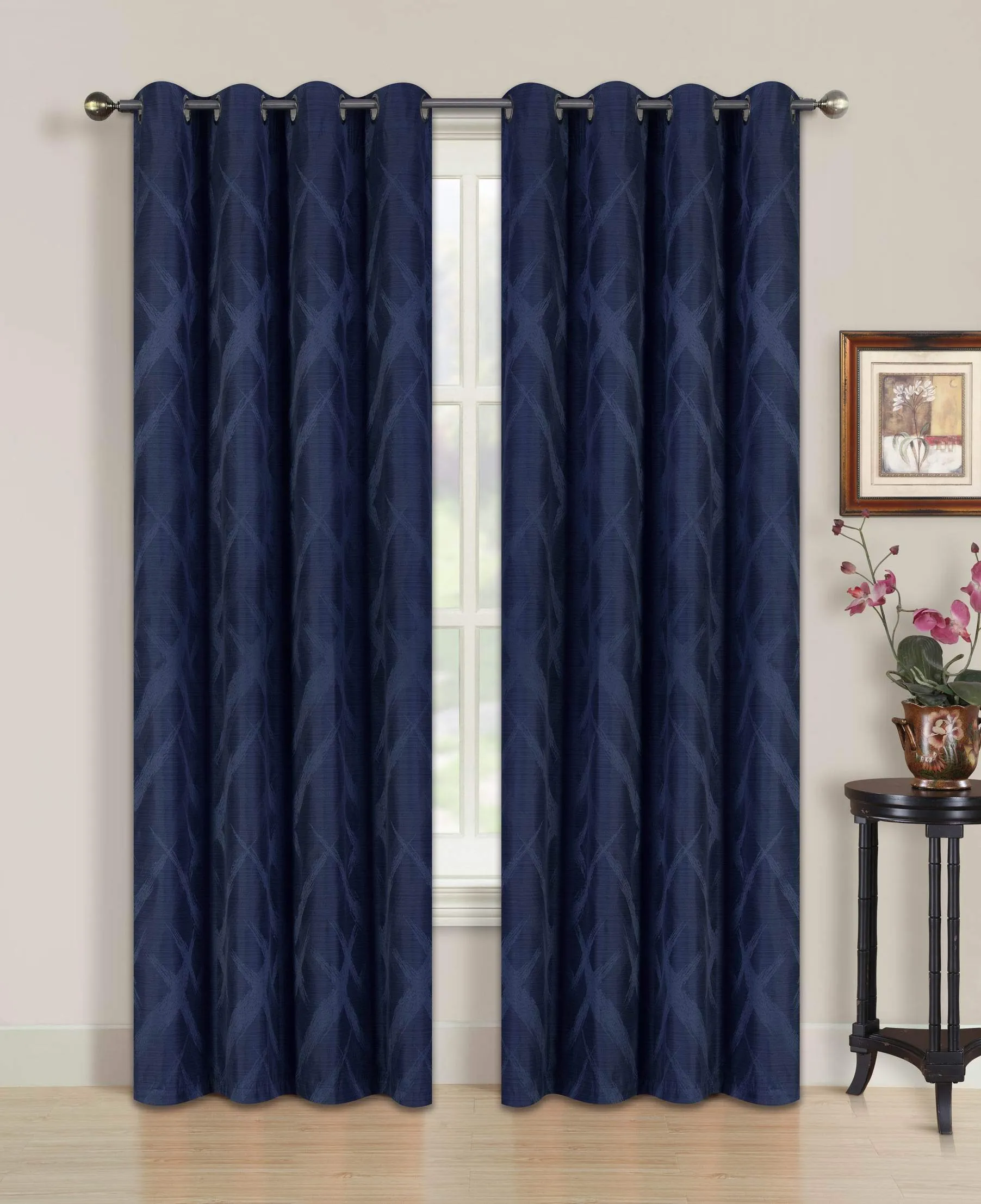 Blackout Curtain with Brushed Diamond Pattern | Grommet Design