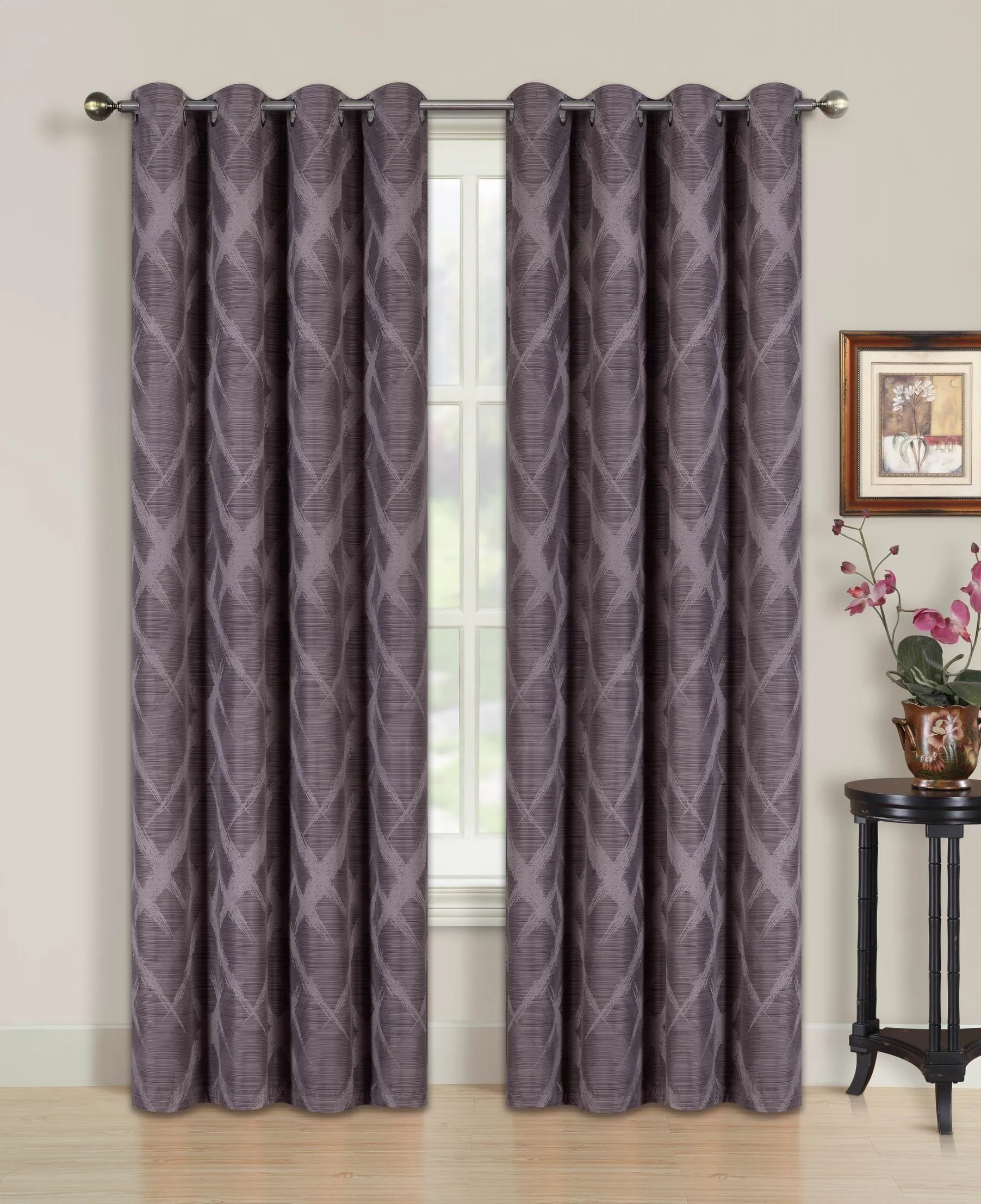 Blackout Curtain with Brushed Diamond Pattern | Grommet Design