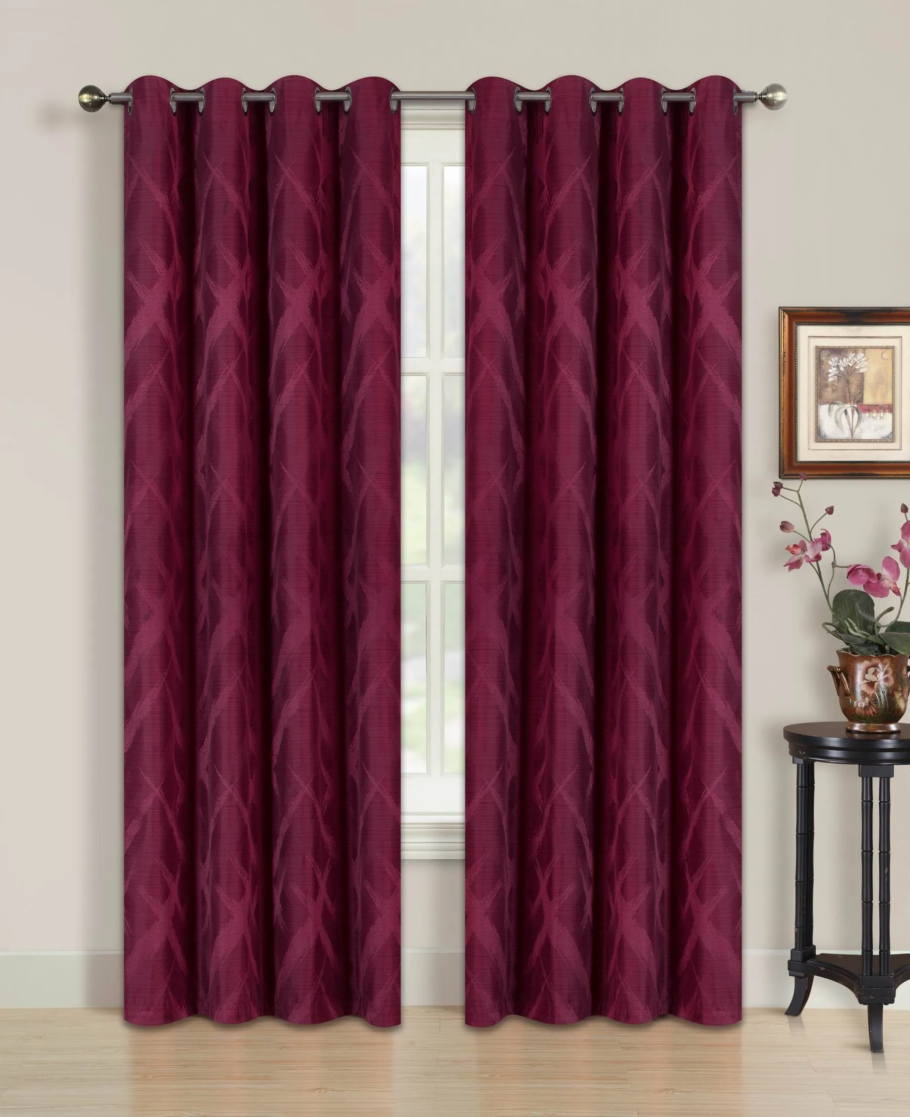 Blackout Curtain with Brushed Diamond Pattern | Grommet Design