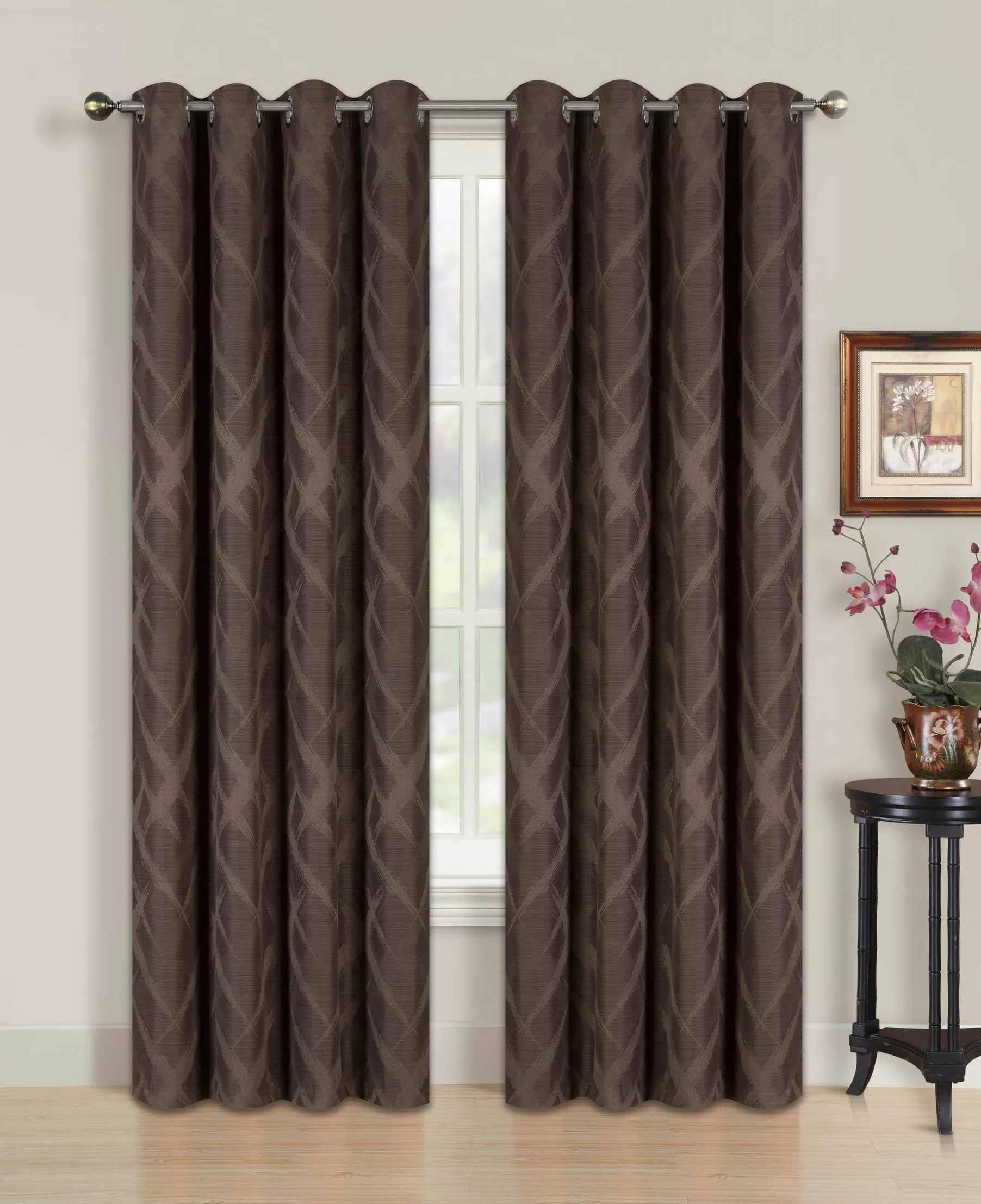 Blackout Curtain with Brushed Diamond Pattern | Grommet Design