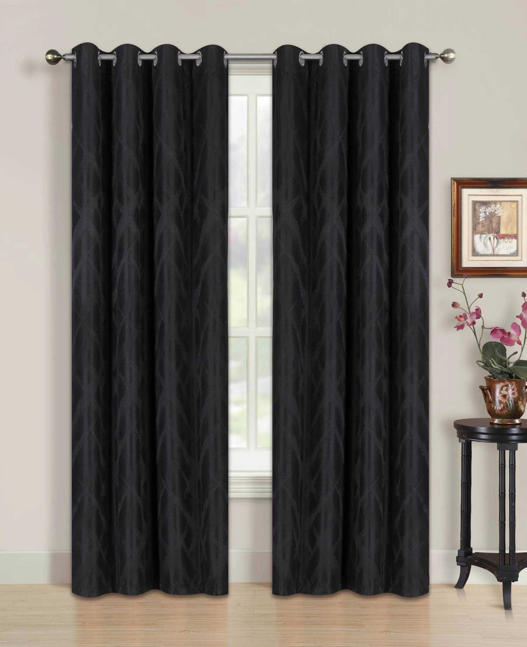 Blackout Curtain with Brushed Diamond Pattern | Grommet Design
