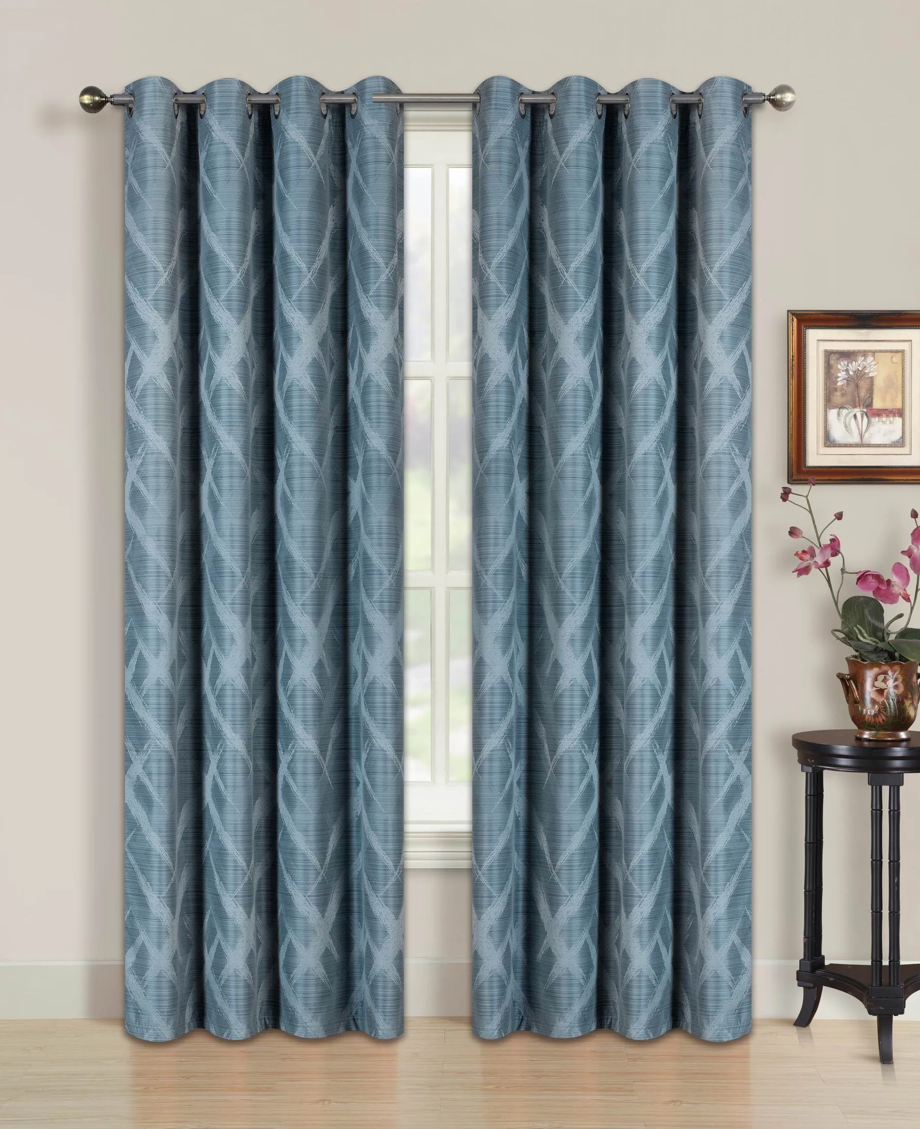 Blackout Curtain with Brushed Diamond Pattern | Grommet Design