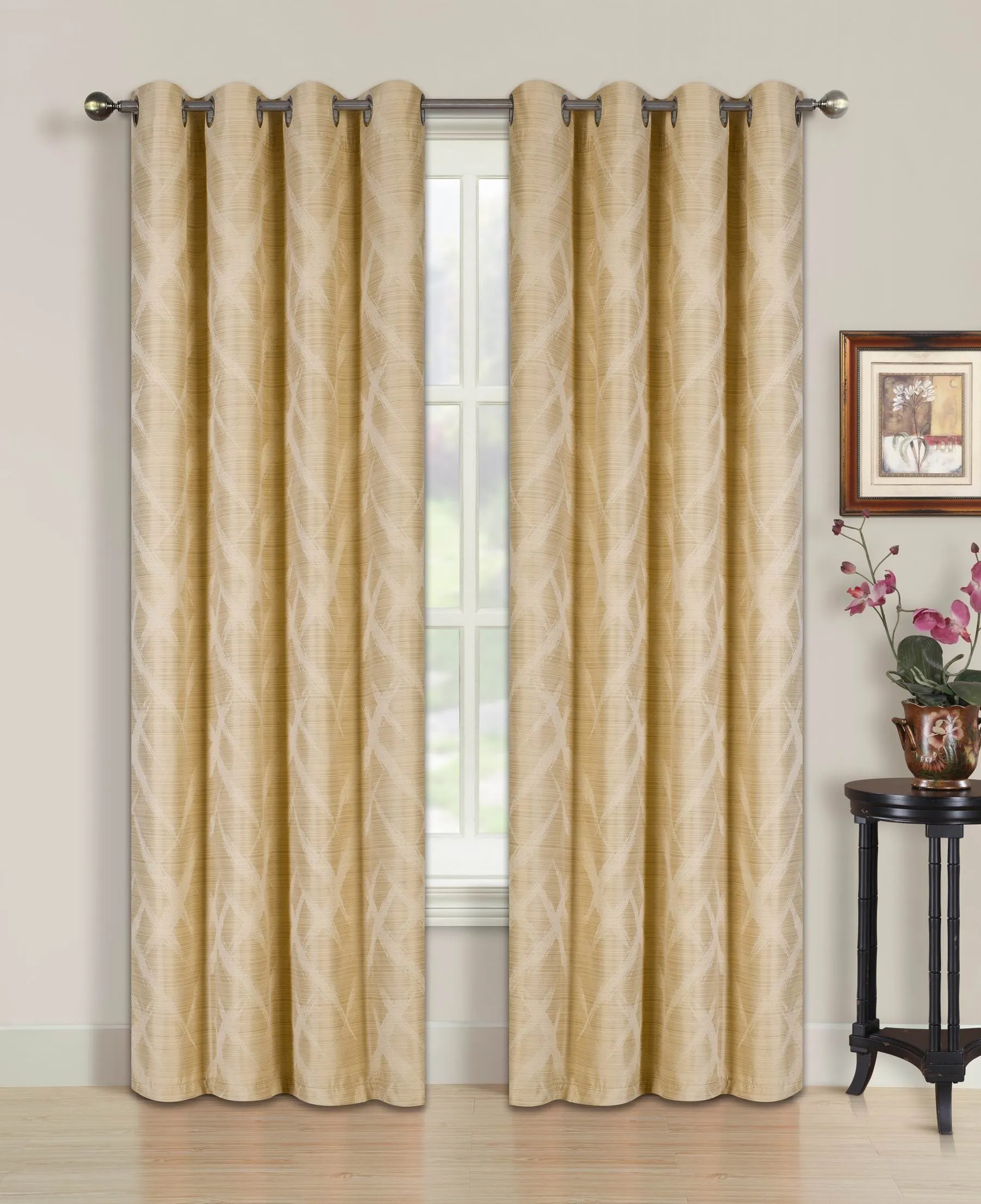 Blackout Curtain with Brushed Diamond Pattern | Grommet Design