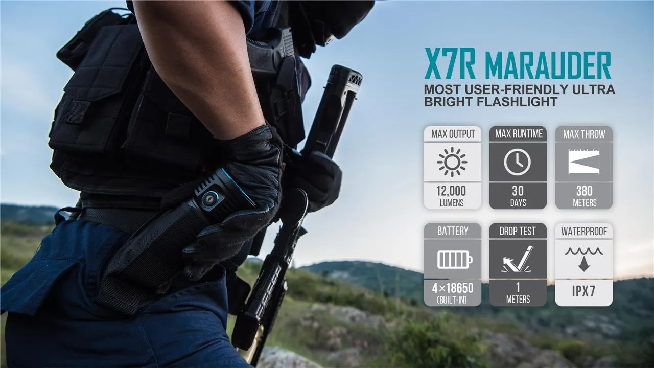 Brand New OLIGHT X7R Marauder 12,000 Lumens rechargeable LED Flashlight/Searchlight