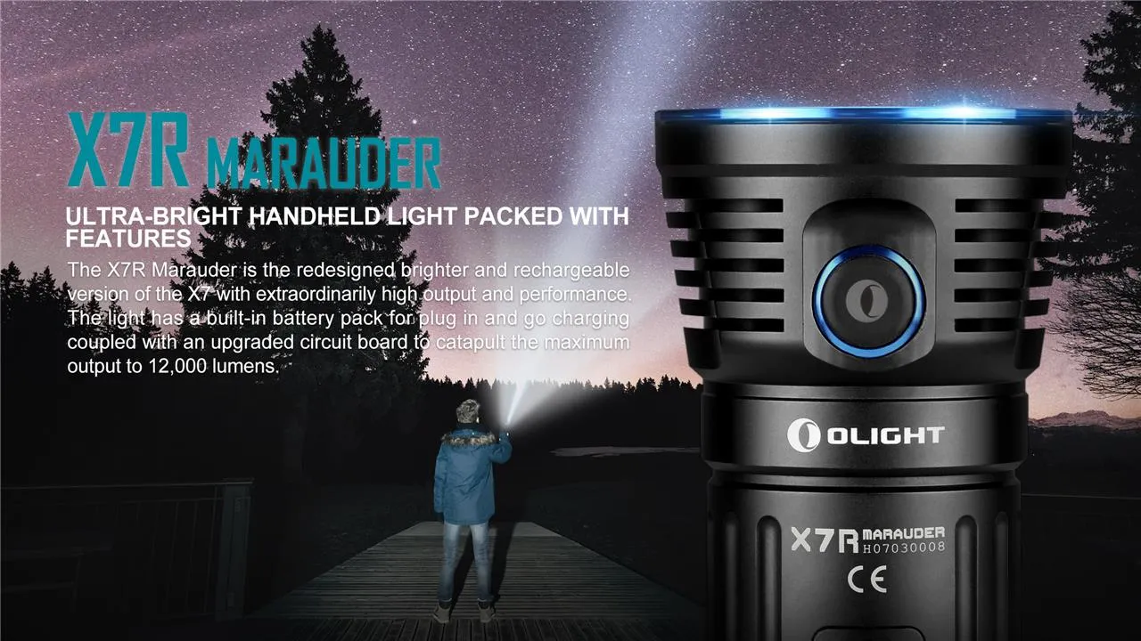 Brand New OLIGHT X7R Marauder 12,000 Lumens rechargeable LED Flashlight/Searchlight