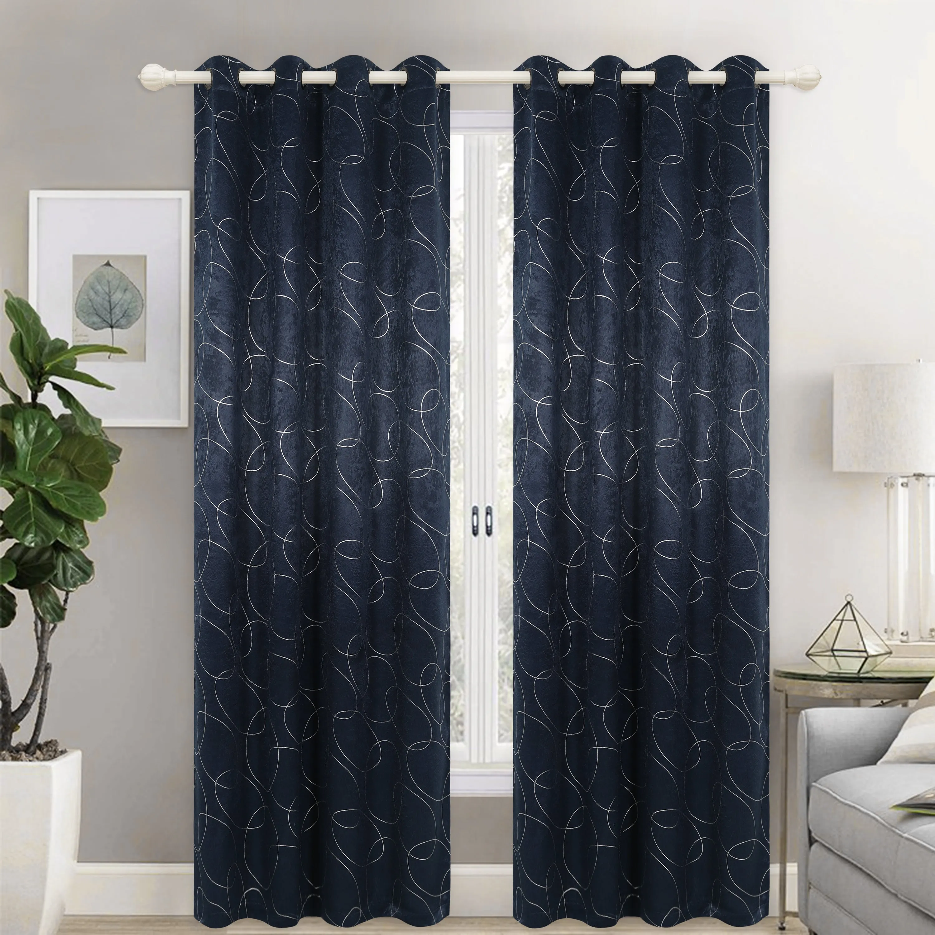 Bright Velvet Panne Blackout Room Darkening Grommet Top Window Curtain Panel, 81021