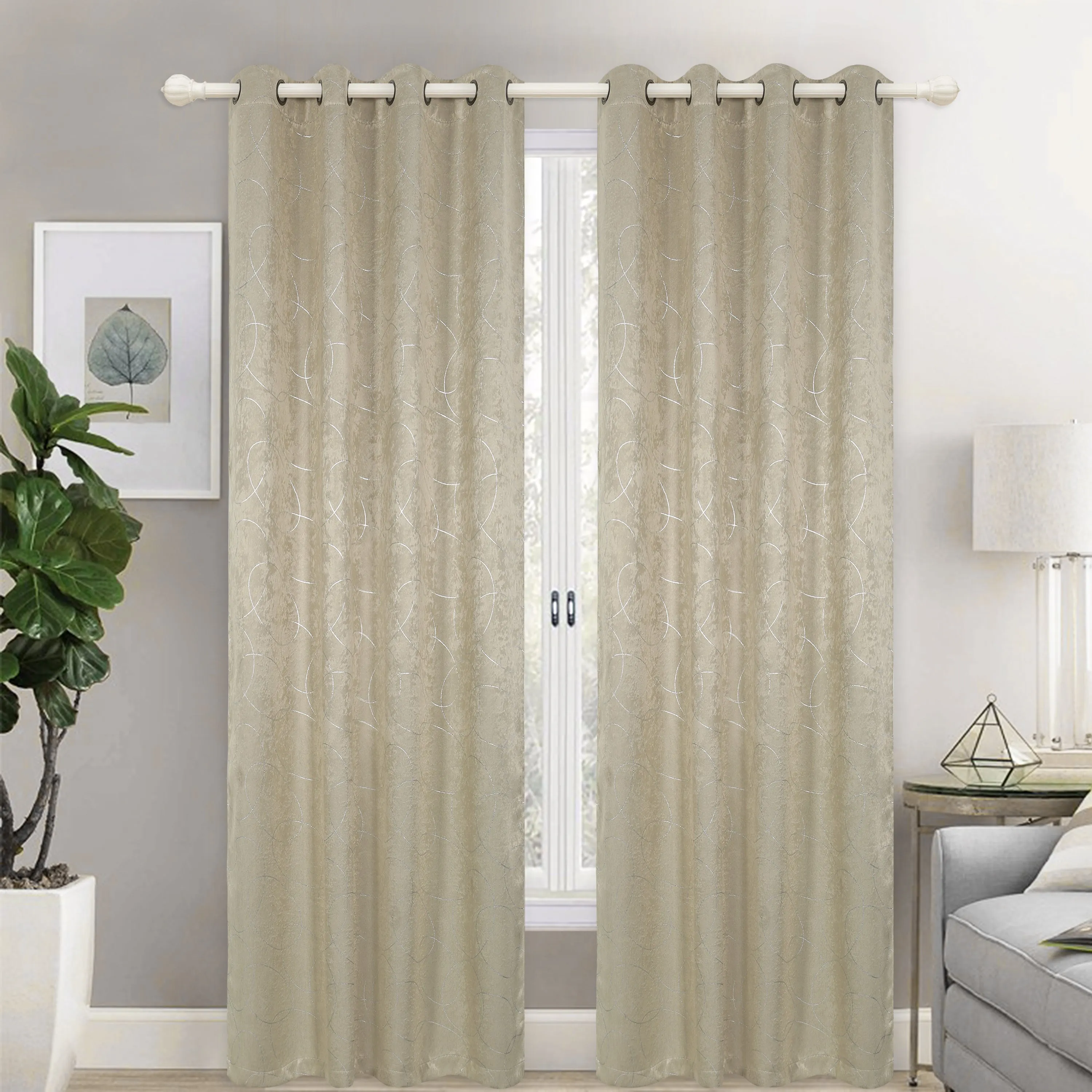 Bright Velvet Panne Blackout Room Darkening Grommet Top Window Curtain Panel, 81021