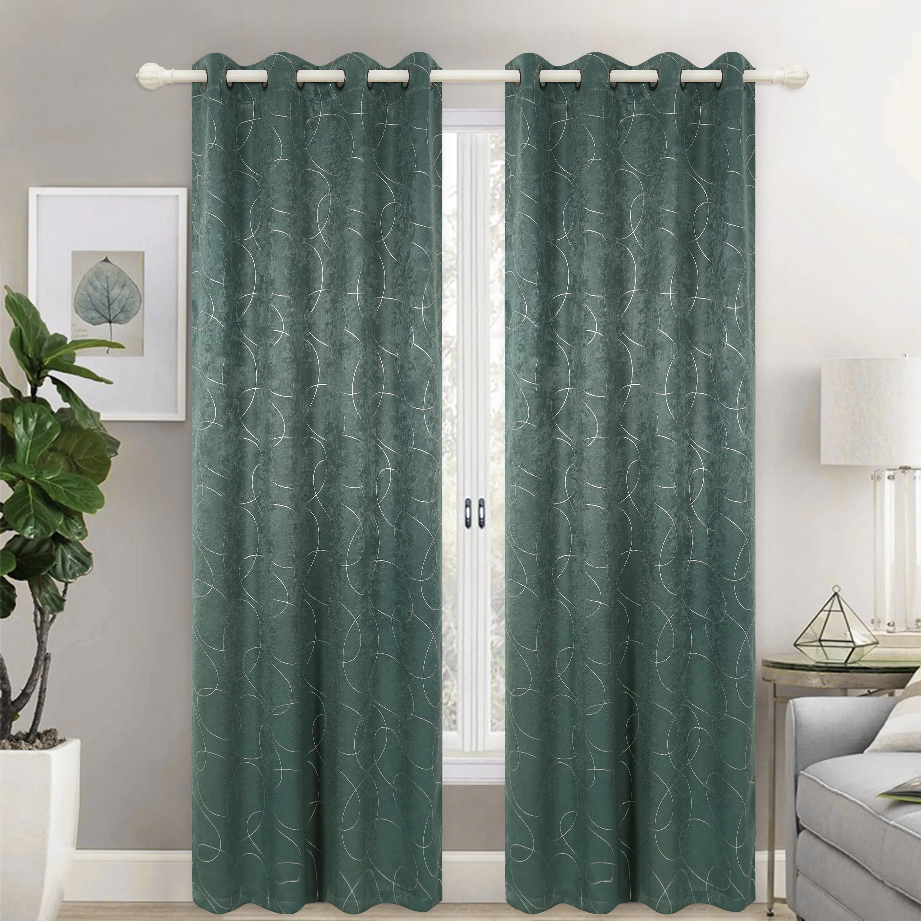 Bright Velvet Panne Blackout Room Darkening Grommet Top Window Curtain Panel, 81021