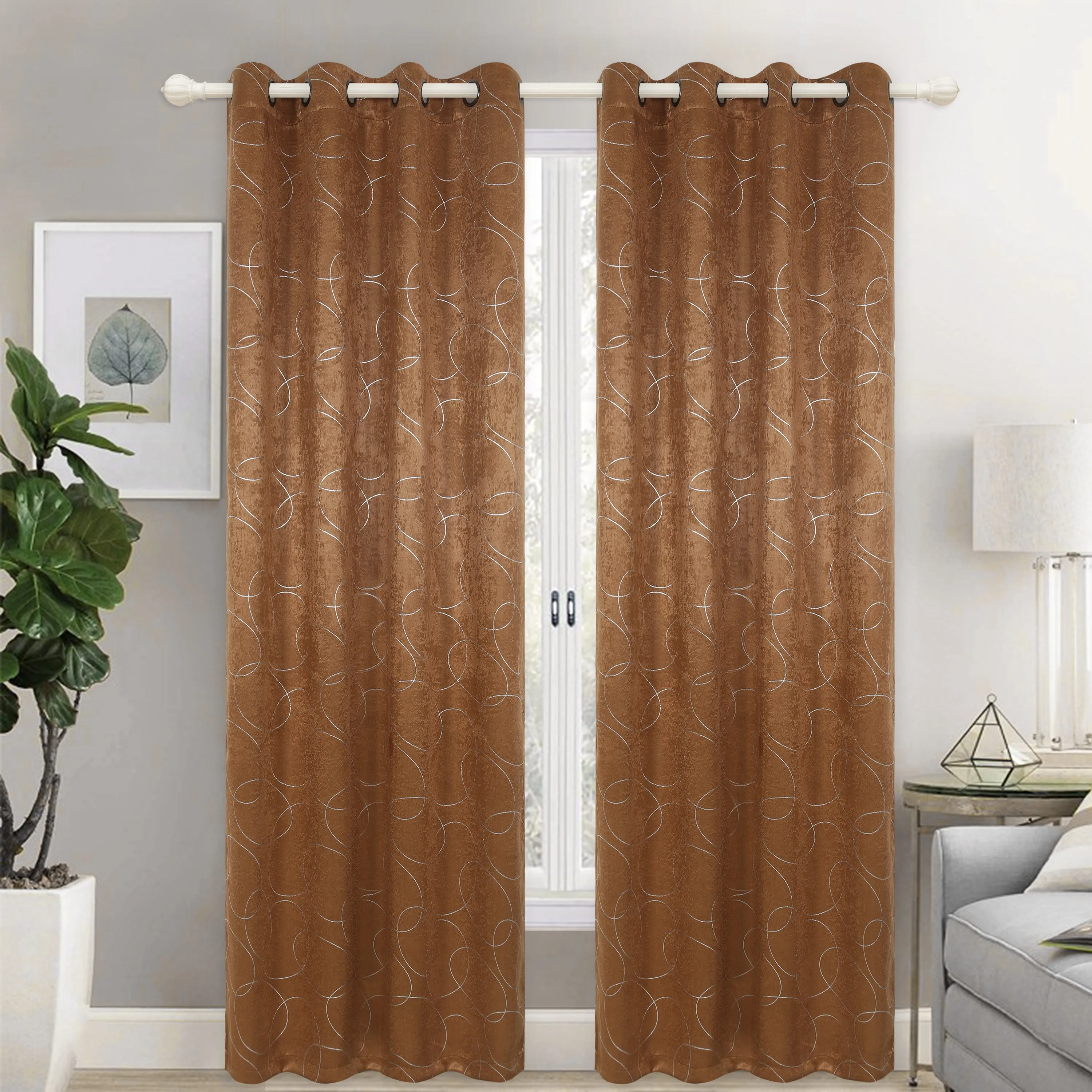 Bright Velvet Panne Blackout Room Darkening Grommet Top Window Curtain Panel, 81021
