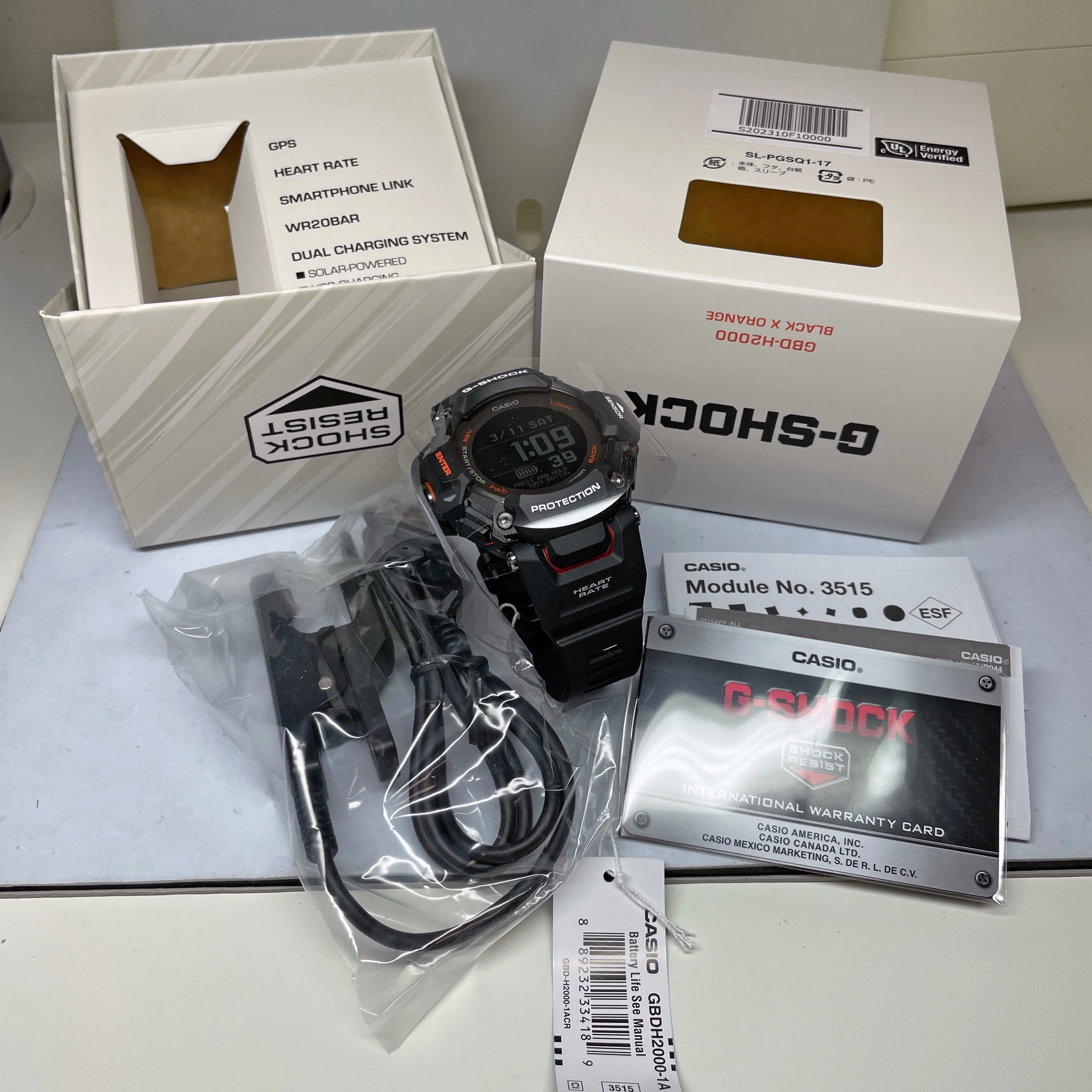 CASIO G-SHOCK GBDH2000-1A Move Heart Rate Monitor GPS Solar Activity Watch