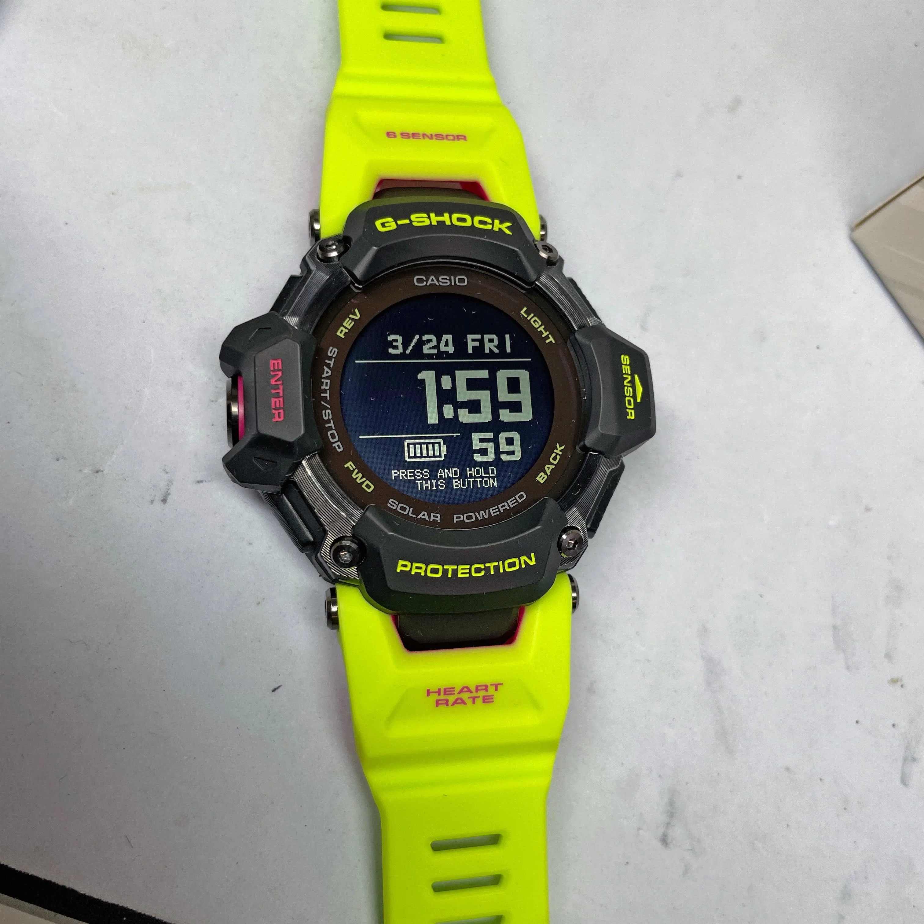 CASIO G-SHOCK GBDH2000-1A9 Yellow Move Heart Rate Monitor GPS Solar Activity Watch
