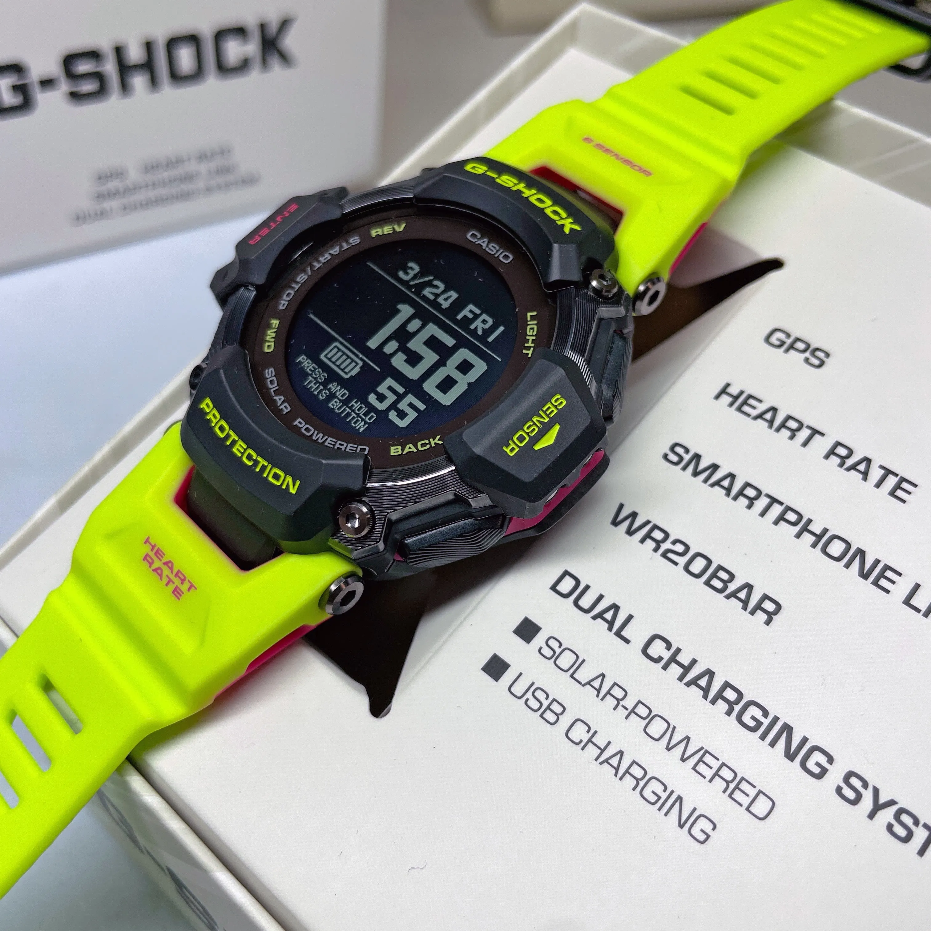 CASIO G-SHOCK GBDH2000-1A9 Yellow Move Heart Rate Monitor GPS Solar Activity Watch