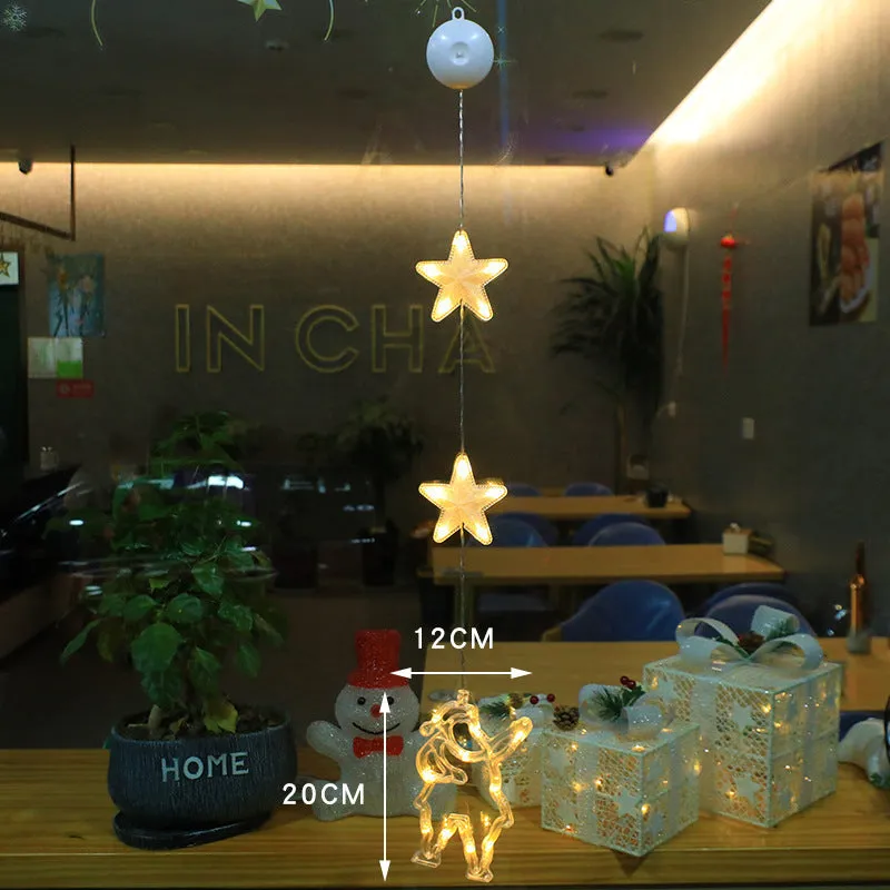 Christmas LED Light Star Xmas Tree Hanging Lamp Window Ornaments Decoration