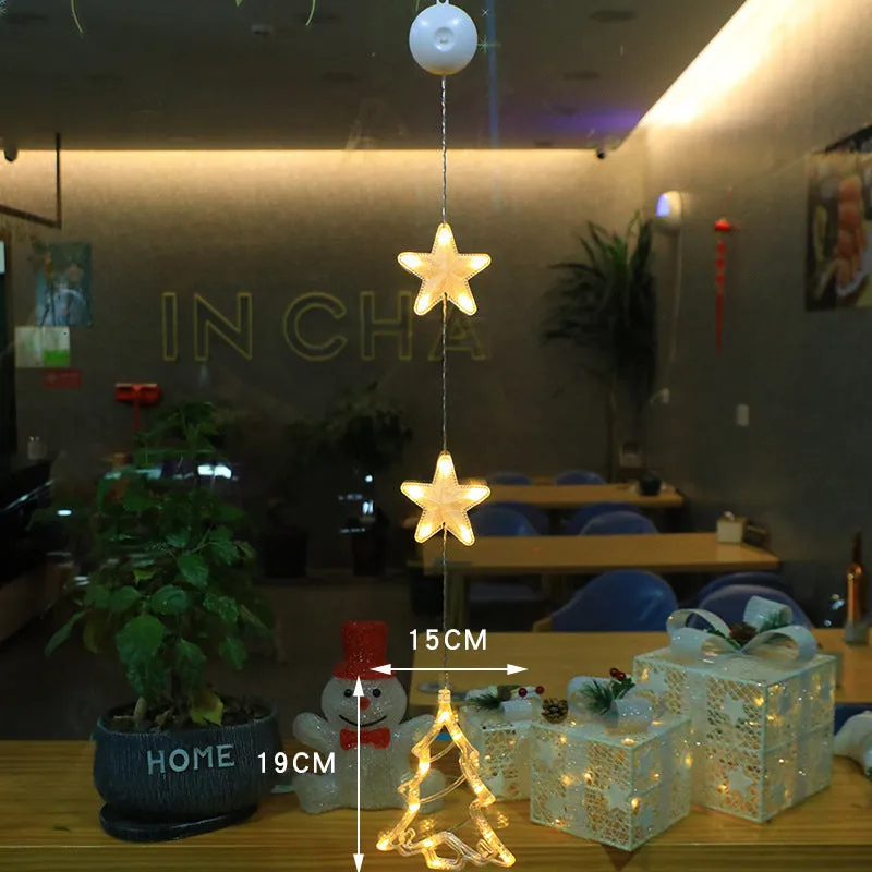Christmas LED Light Star Xmas Tree Hanging Lamp Window Ornaments Decoration