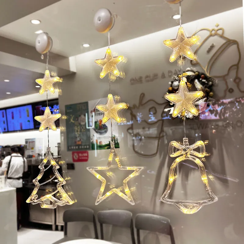 Christmas LED Light Star Xmas Tree Hanging Lamp Window Ornaments Decoration