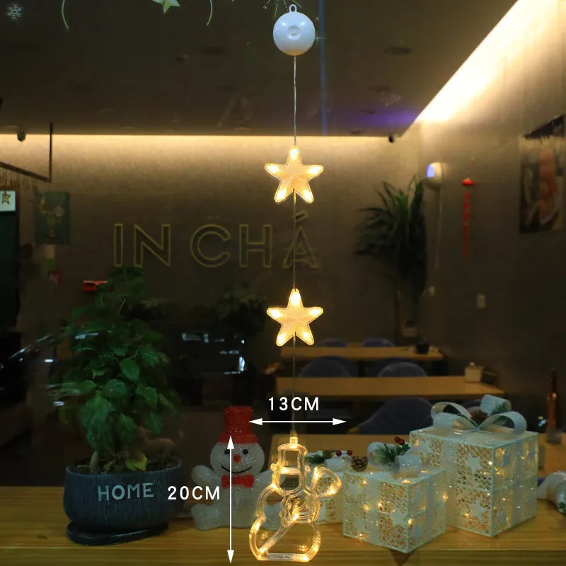 Christmas LED Light Star Xmas Tree Hanging Lamp Window Ornaments Decoration