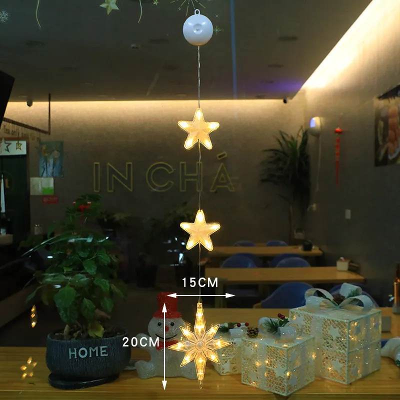 Christmas LED Light Star Xmas Tree Hanging Lamp Window Ornaments Decoration