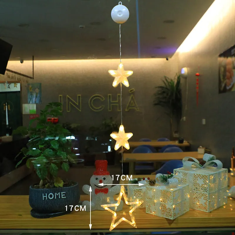 Christmas LED Light Star Xmas Tree Hanging Lamp Window Ornaments Decoration