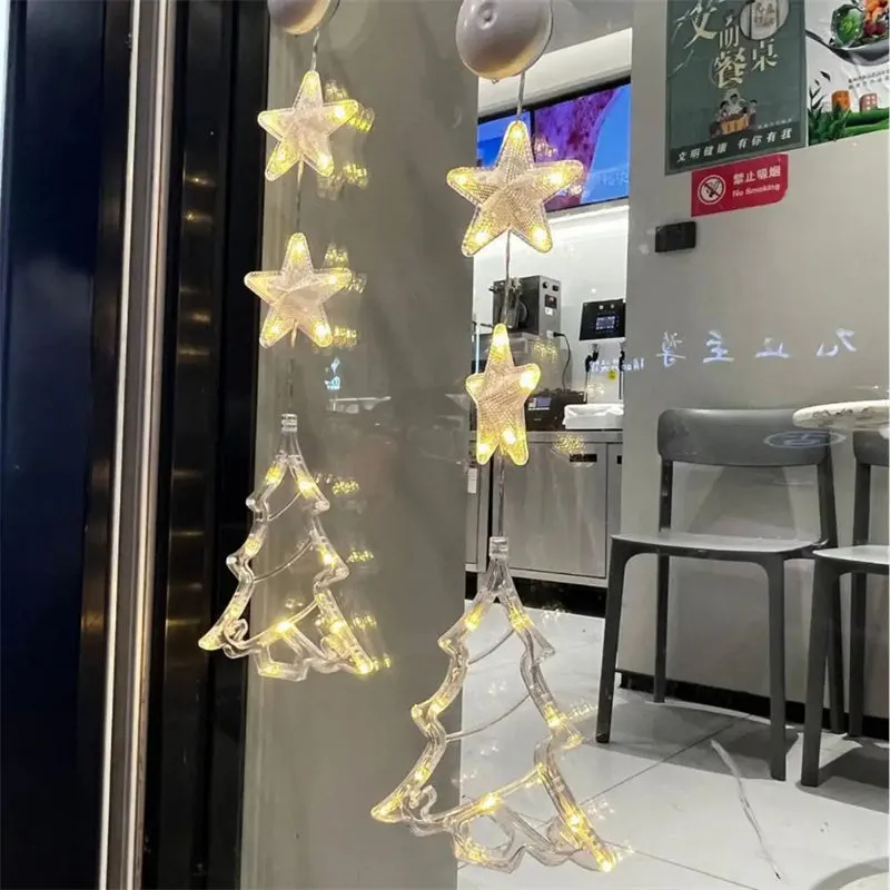Christmas LED Light Star Xmas Tree Hanging Lamp Window Ornaments Decoration