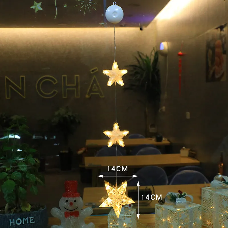 Christmas LED Light Star Xmas Tree Hanging Lamp Window Ornaments Decoration
