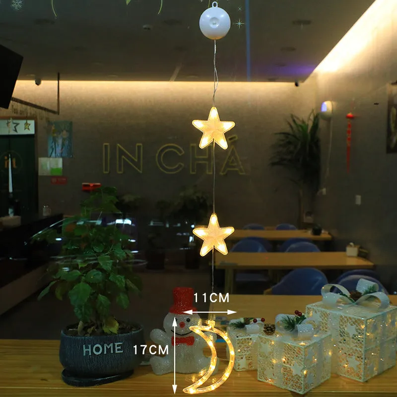Christmas LED Light Star Xmas Tree Hanging Lamp Window Ornaments Decoration