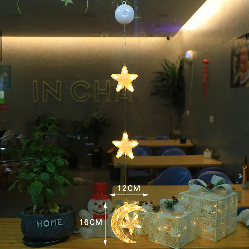 Christmas LED Light Star Xmas Tree Hanging Lamp Window Ornaments Decoration