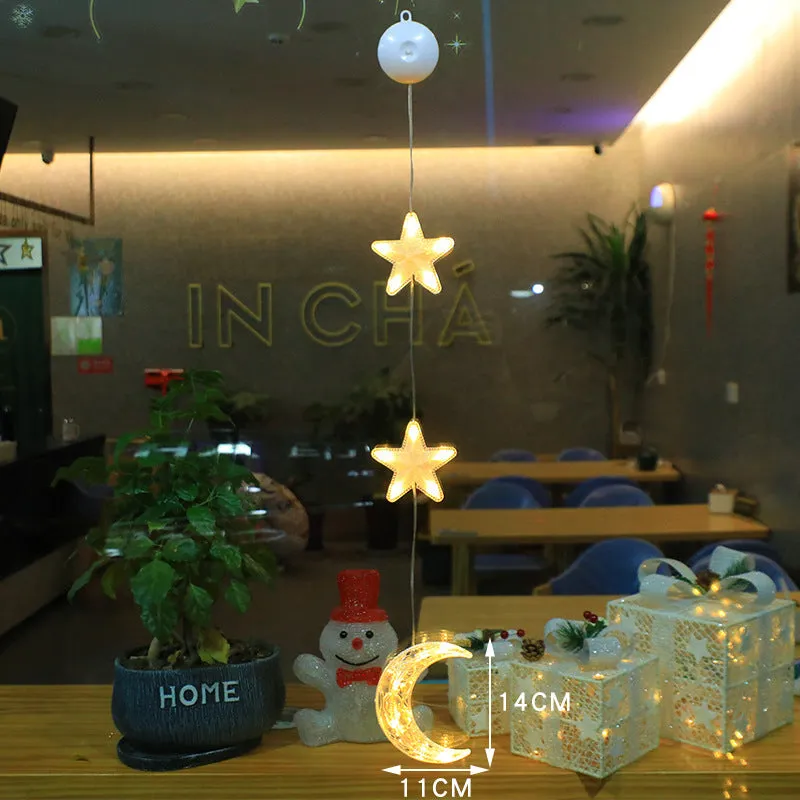 Christmas LED Light Star Xmas Tree Hanging Lamp Window Ornaments Decoration