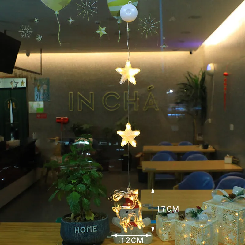 Christmas LED Light Star Xmas Tree Hanging Lamp Window Ornaments Decoration