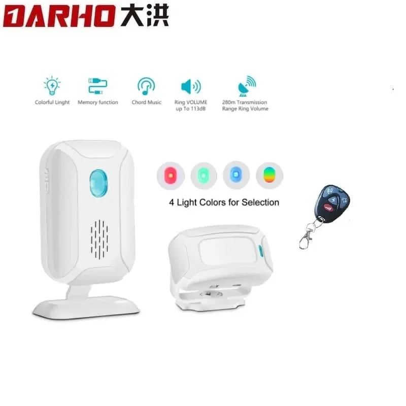 Darho 2024 Shop/Store/Office/Home Security Welcome Chime Alert Wireless Infrared IR Motion Sensor Door Bell Alarm Entry Doorbell