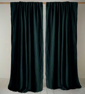 Darkest Spruce 100% Linen Loop Top Curtain (Single)