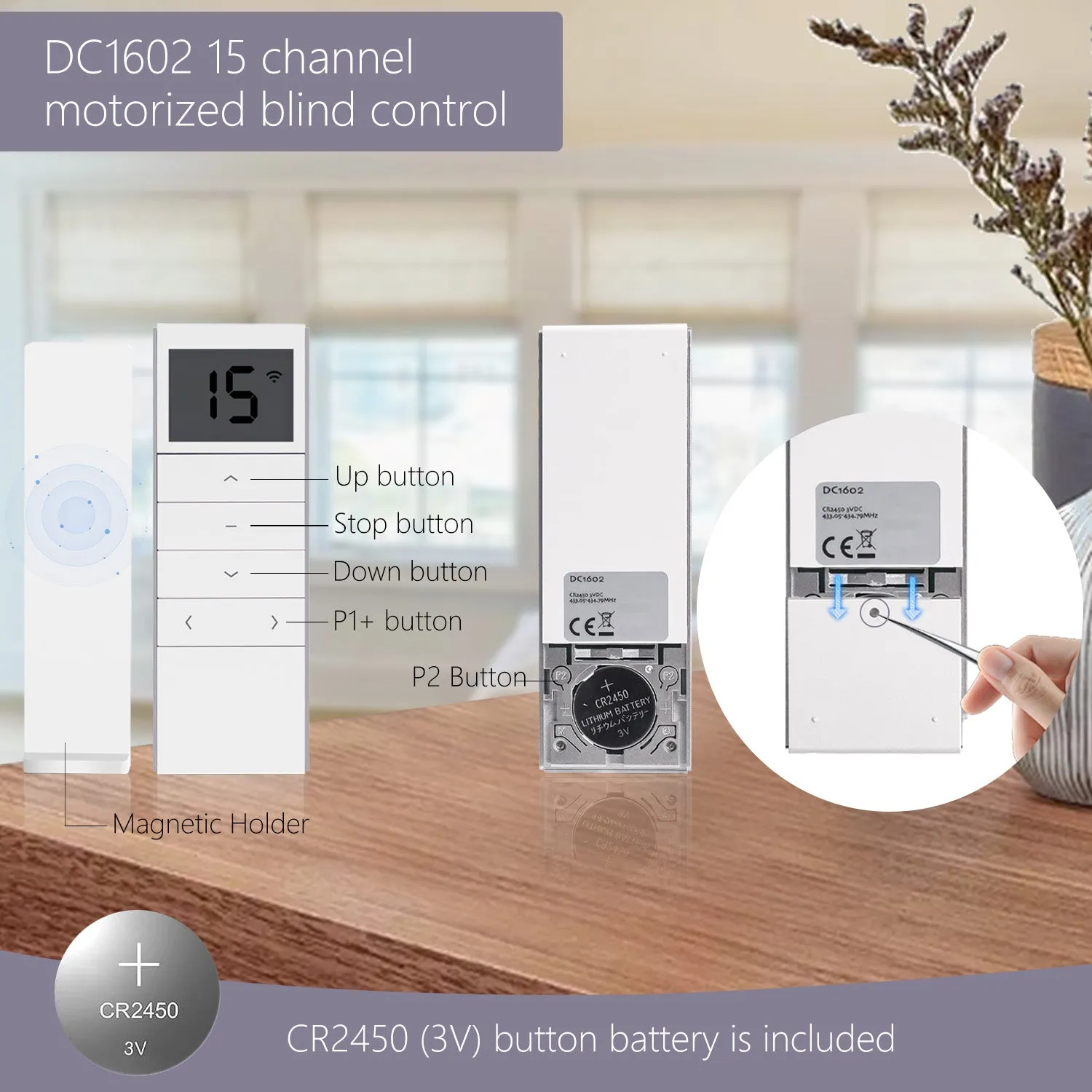 DC1602 15 channel motorized blind Roller Shades Blinds Remote Controller Accessories