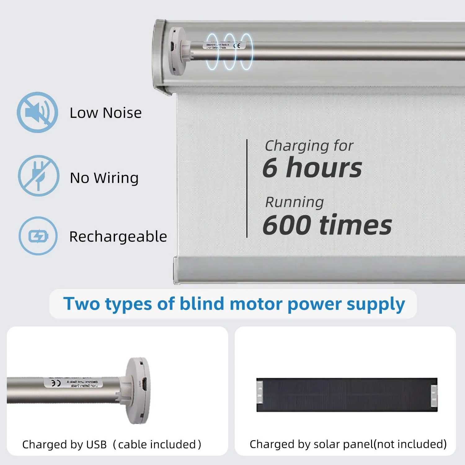 DM15LEU-Rechargeable Roller Shade Motor, Working for 1"/25mm Shade Tube