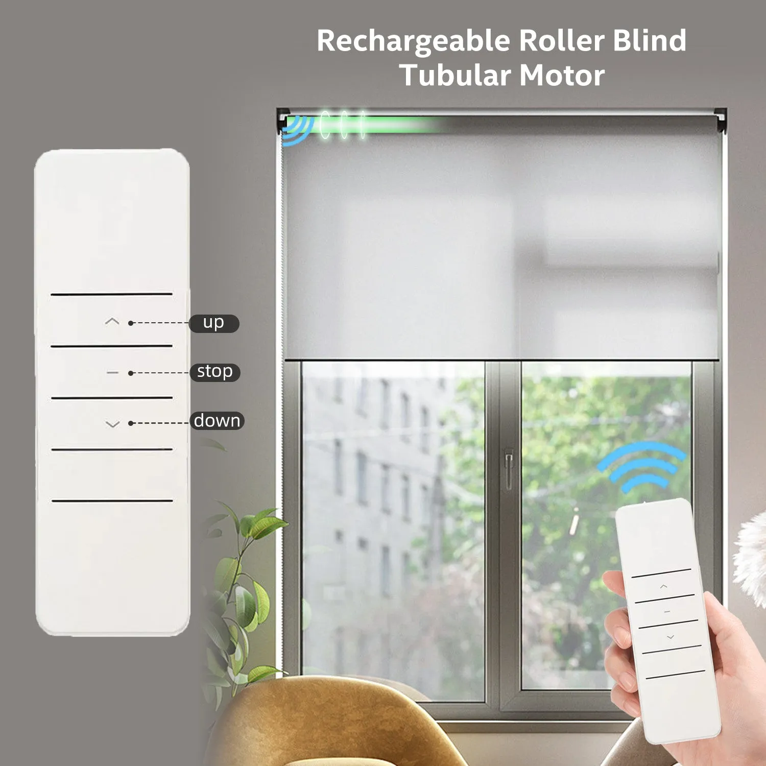 DM25LEU-Rechargeable Roller Shades Motor Kit Wireless RF Controller