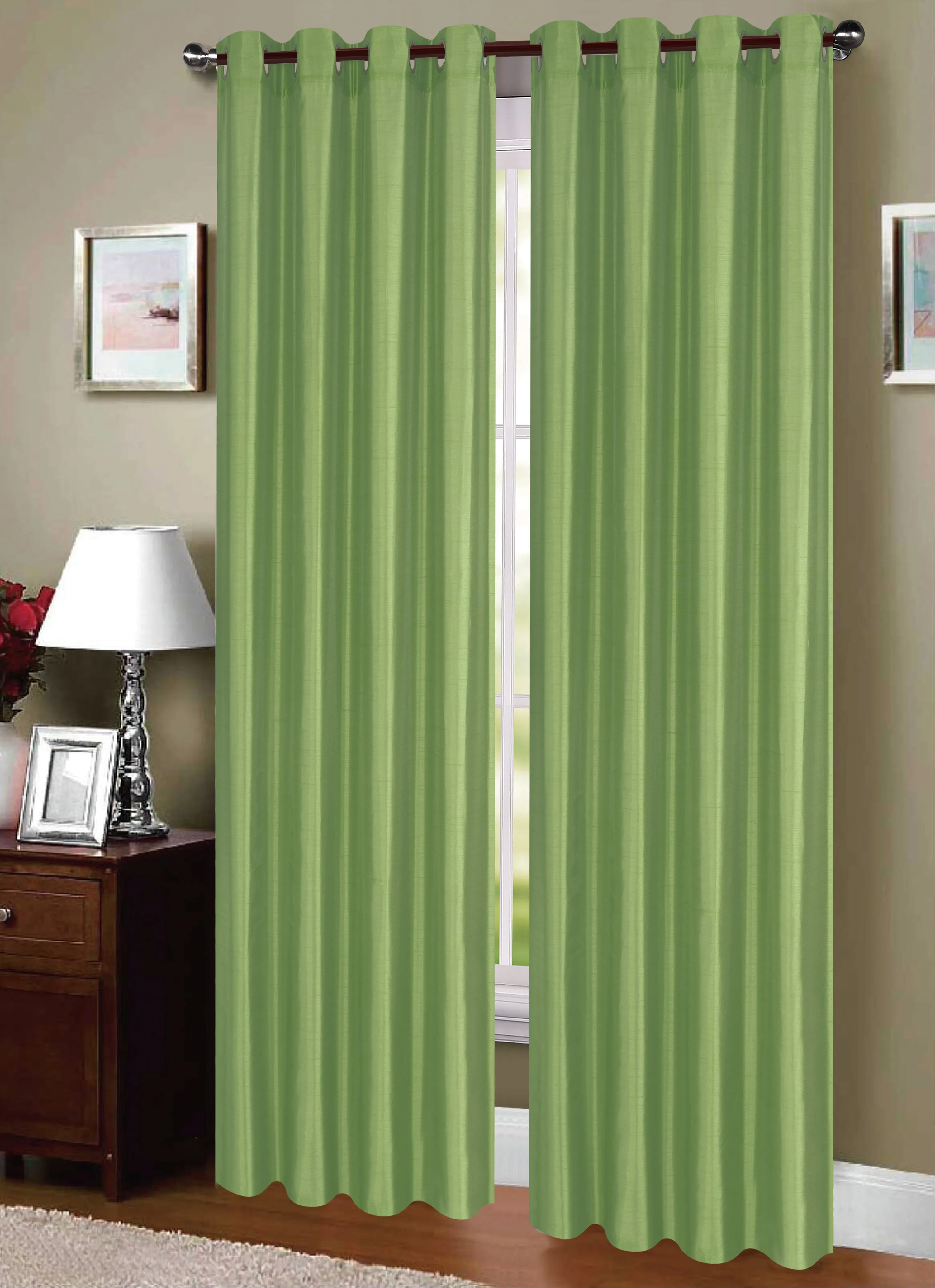 Dupioni Breathable Fabric Grommet Top Window Curtain Panel, 81011