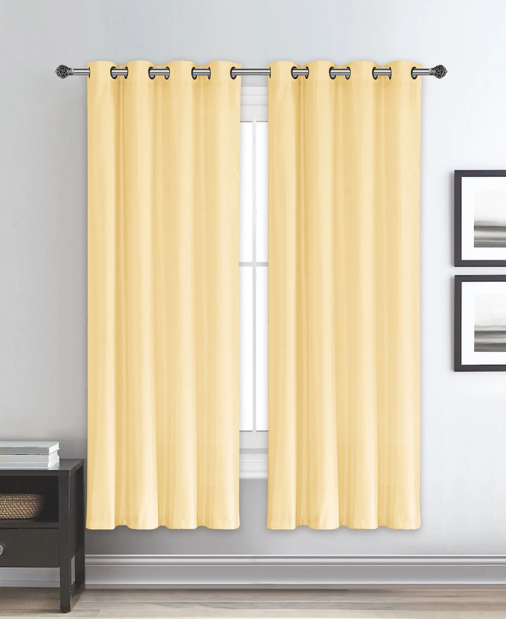 Dupioni Breathable Fabric Grommet Top Window Curtain Panel, 81011