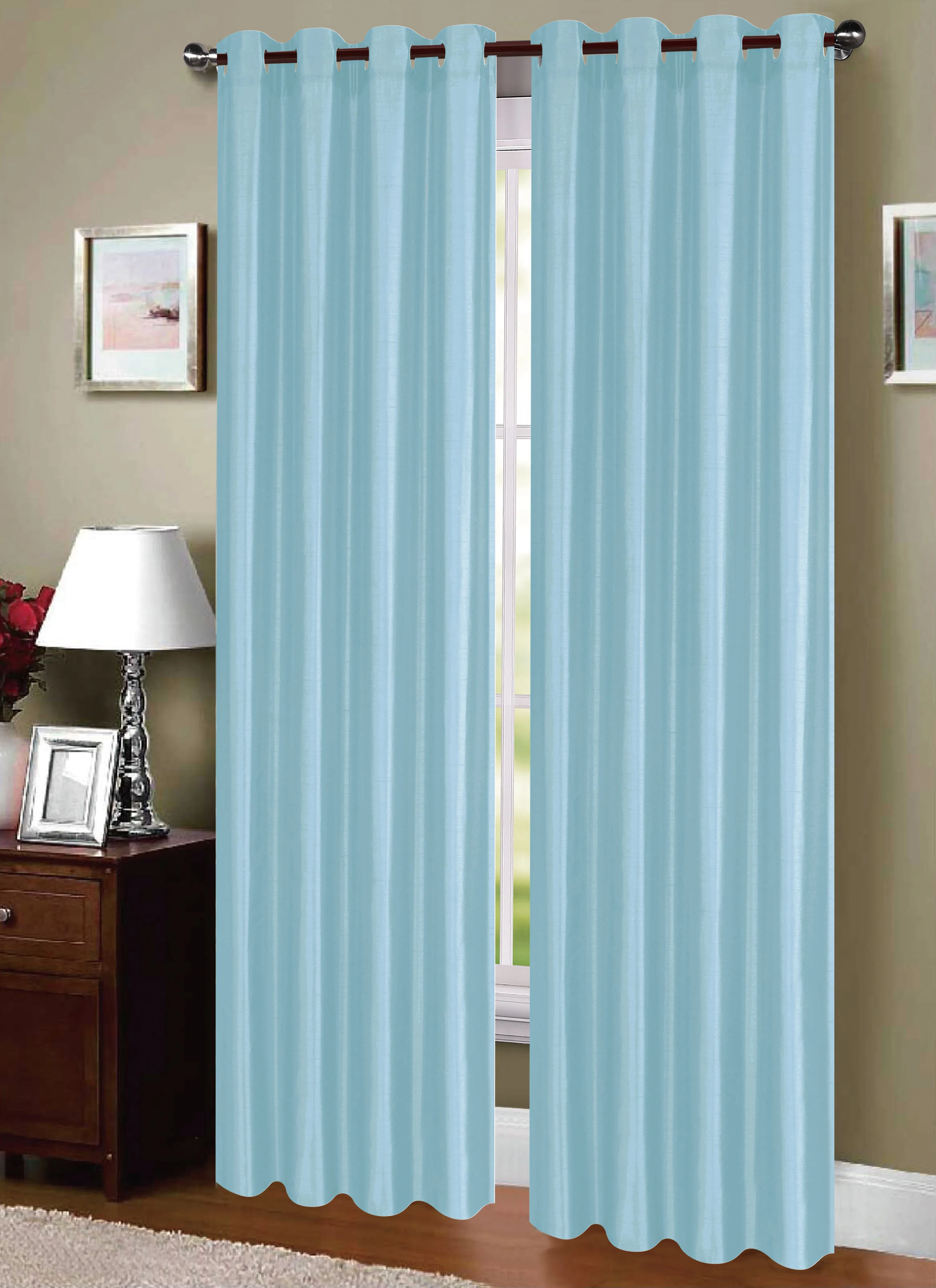 Dupioni Breathable Fabric Grommet Top Window Curtain Panel, 81011