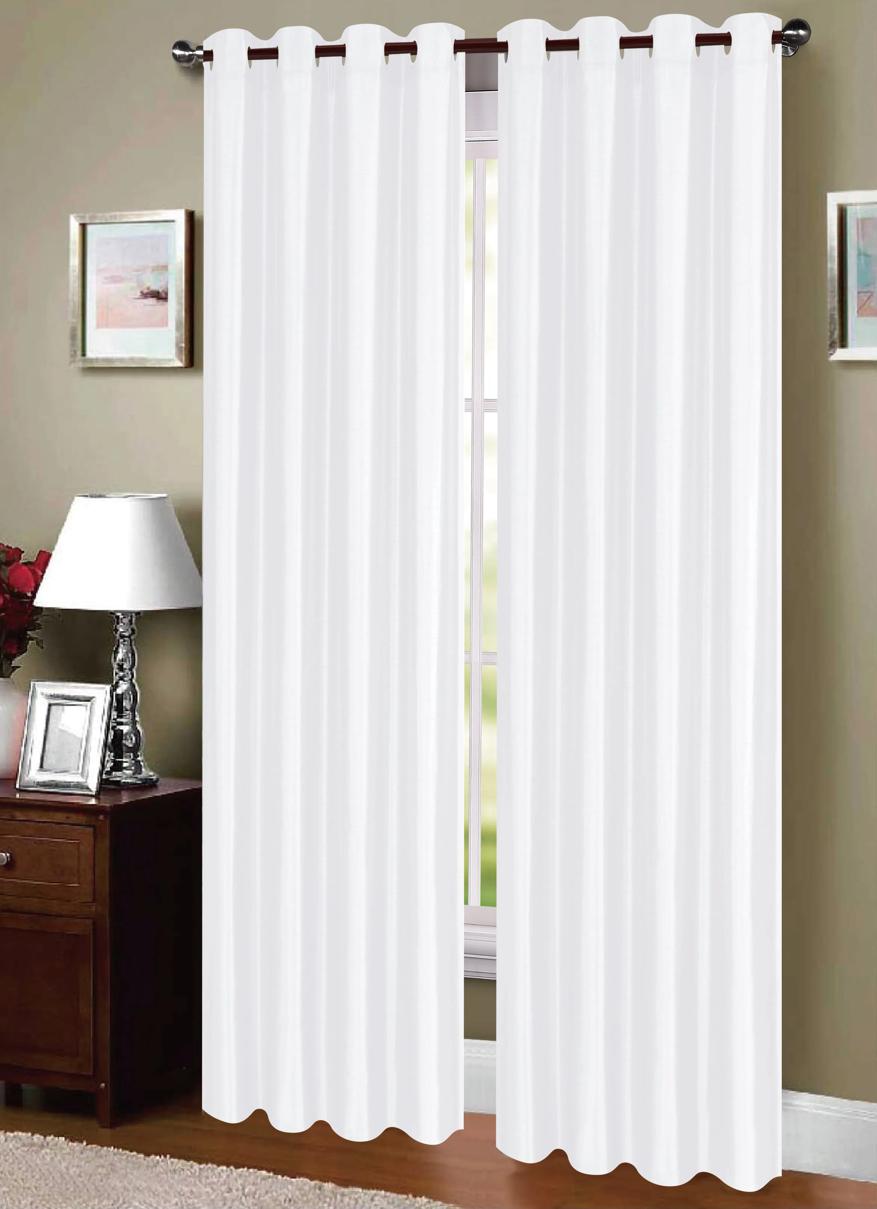 Dupioni Breathable Fabric Grommet Top Window Curtain Panel, 81011