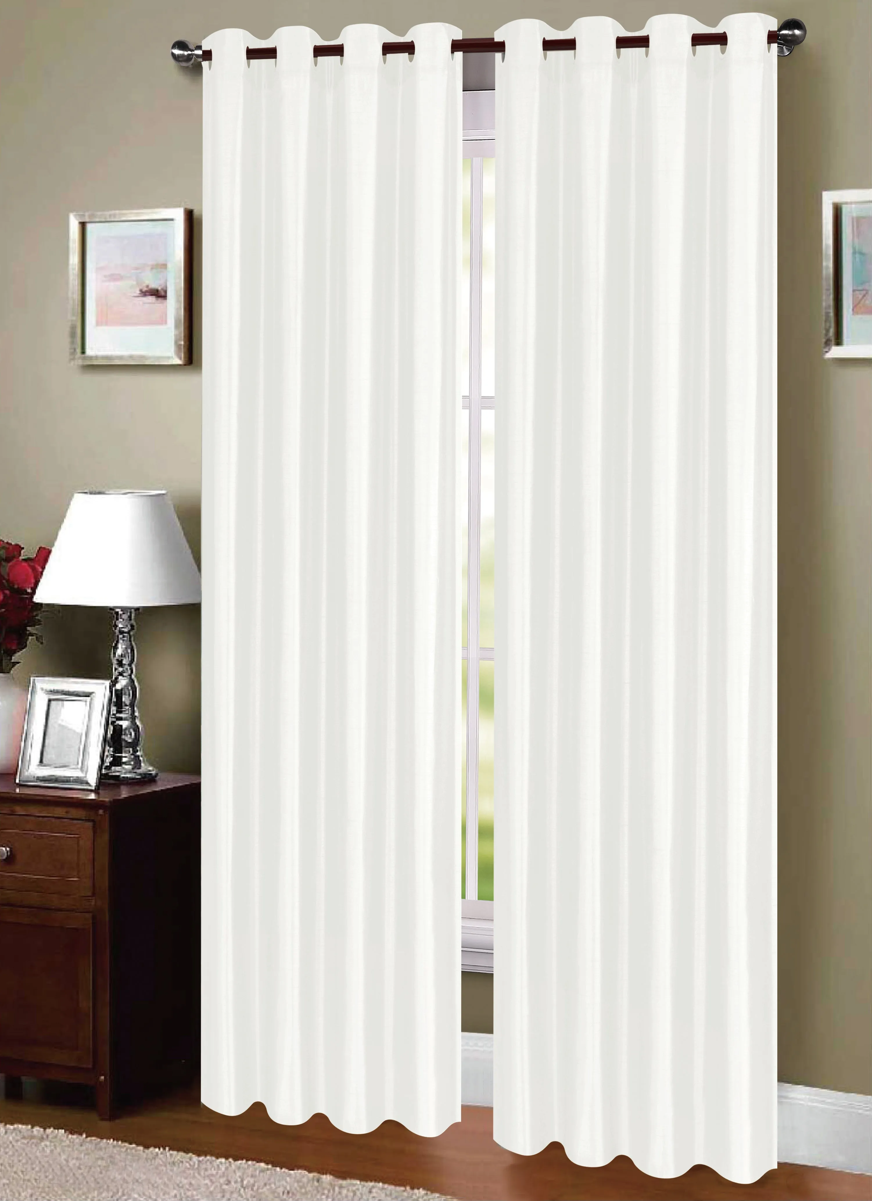 Dupioni Breathable Fabric Grommet Top Window Curtain Panel, 81011