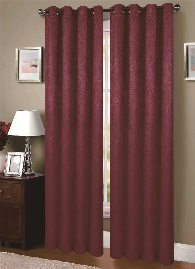 Embossed Bright Velvet Panne Blackout Room Darkening Grommet Top Window Curtain Panel, 81026
