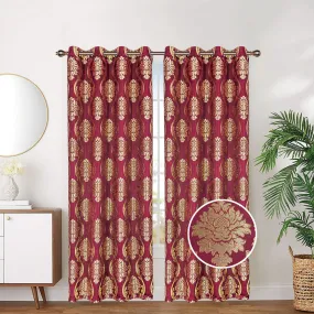 Embroidered Lined And Interlined Grommet Top Window Curtain Panel, 81032