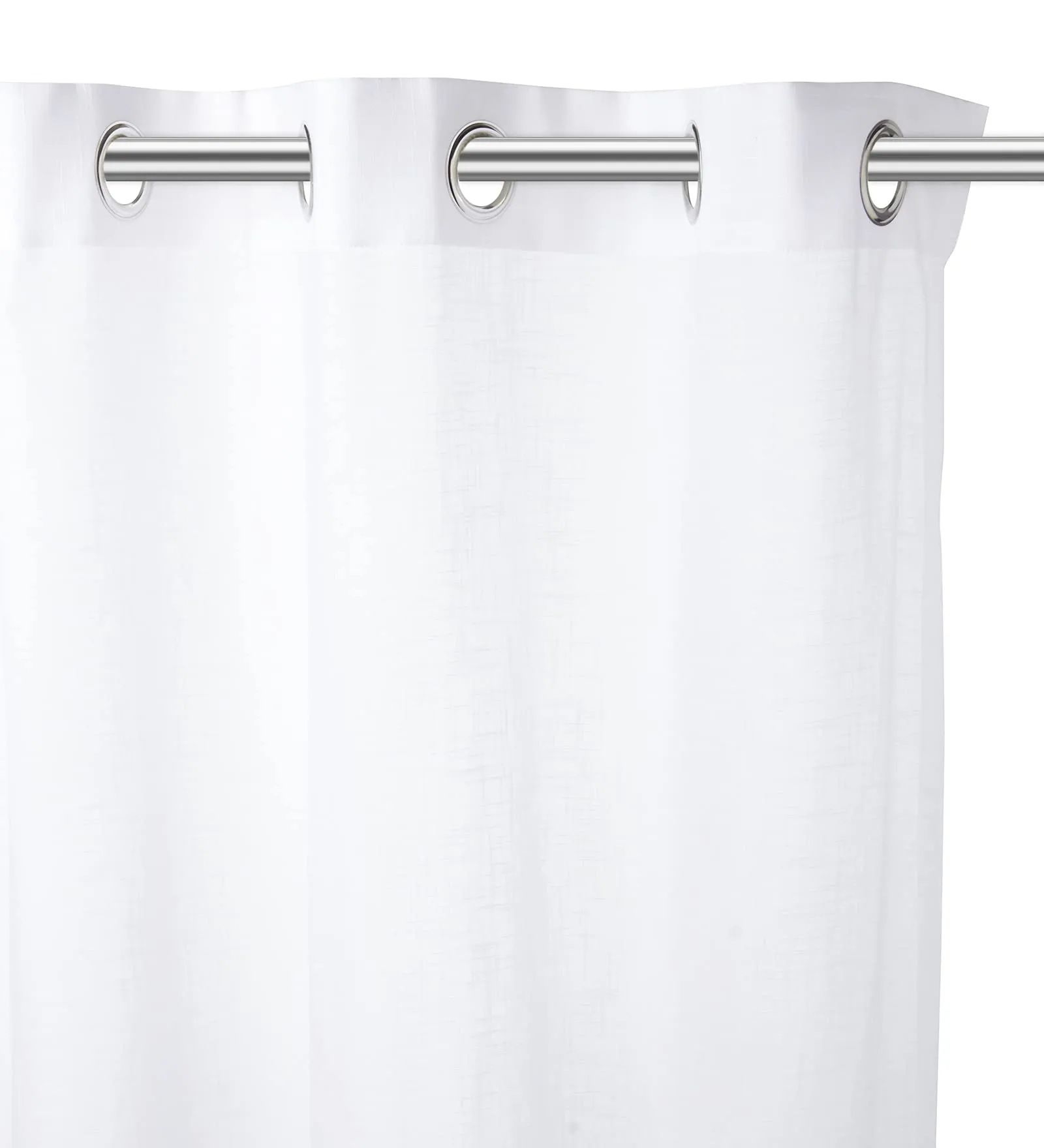 Encasa Homes Cotton Linen Solid Sheer Curtains with Eyelet Rings, Linen Textured Curtains for Door Set of 2 -White- 7 ft (140x213 cm)