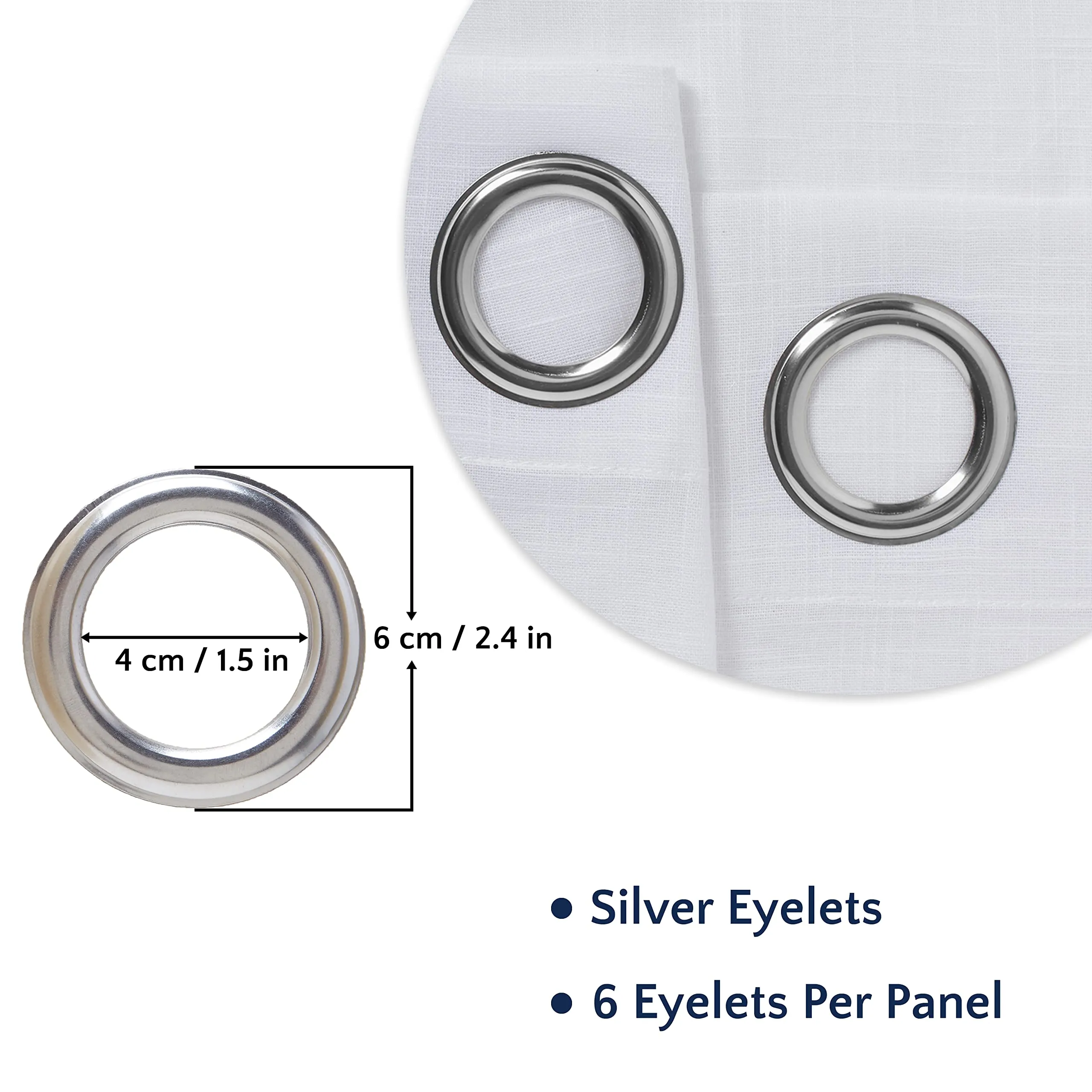 Encasa Homes Cotton Linen Solid Sheer Curtains with Eyelet Rings, Linen Textured Curtains for Door Set of 2 -White- 7 ft (140x213 cm)