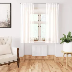 Encasa Homes Sheer Net Curtains Semi Transparent 5 ft for Window Curtains, Rod Pocket, Curtains for Bedroom, Living Room (107x152 cm), Milky White, Set of 2