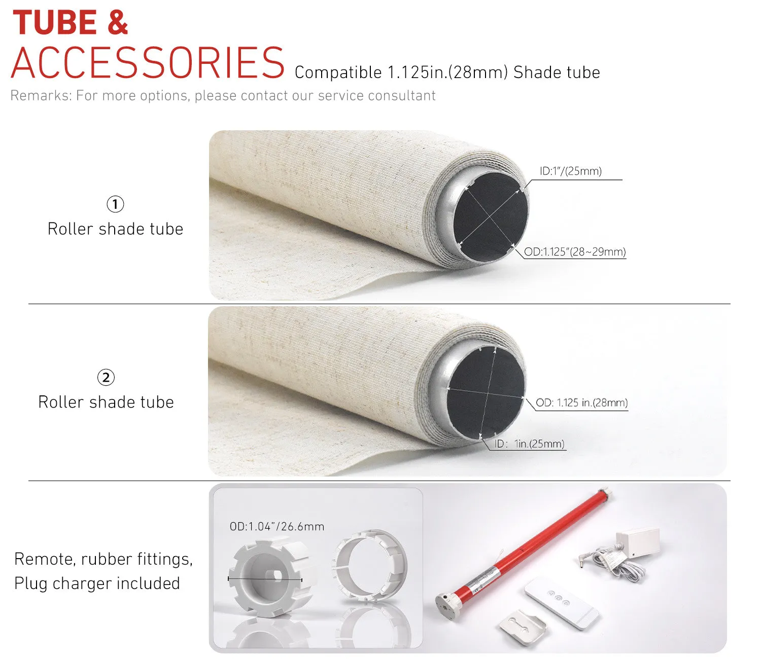 ERB25/ERB16 Rechargeable Roller Blinds/Shade Motor (Compatible 1in.-2in. Roller Shade Tubes )