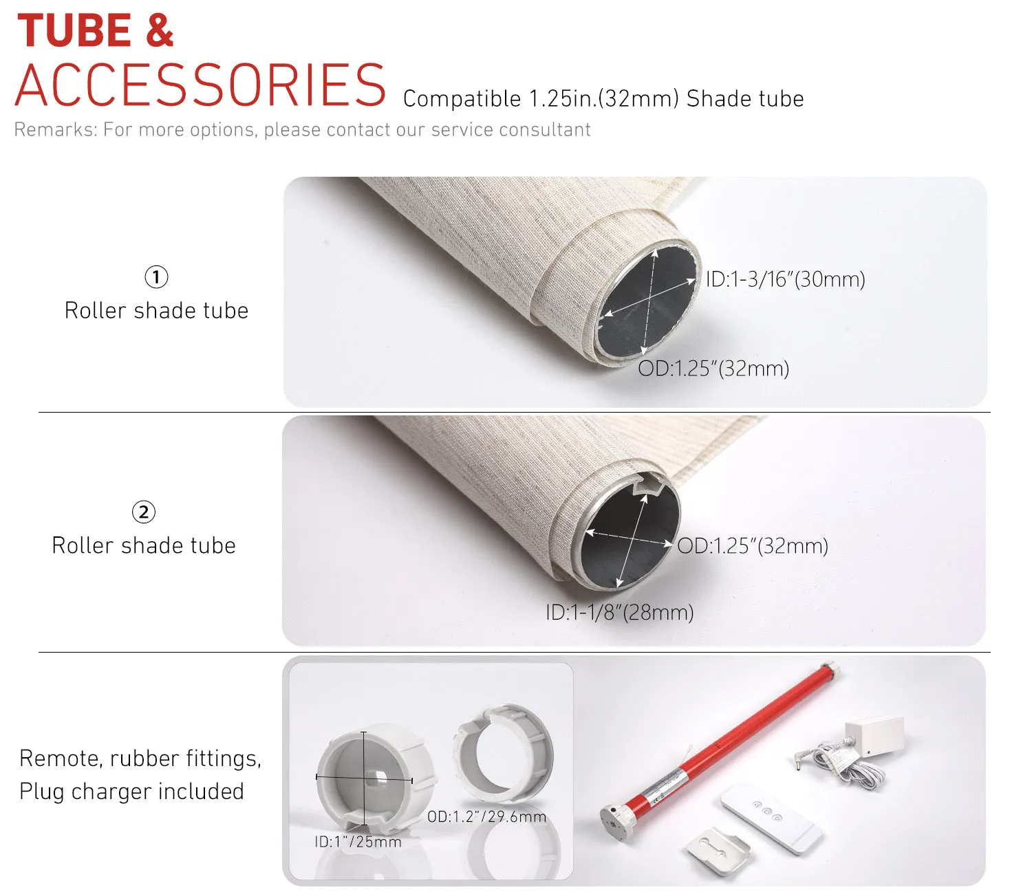 ERB25/ERB16 Rechargeable Roller Blinds/Shade Motor (Compatible 1in.-2in. Roller Shade Tubes )