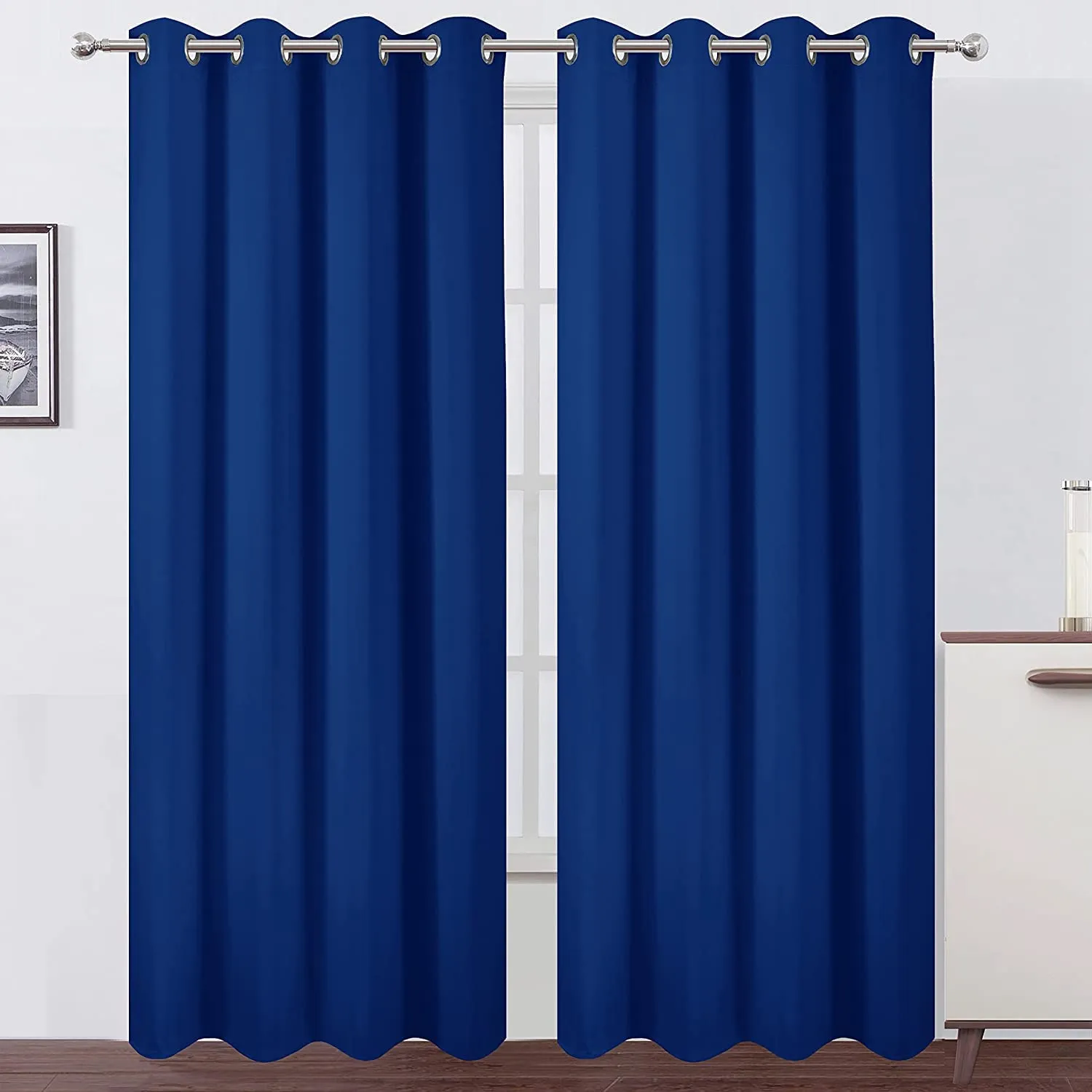 F2L Living Room Bedroom Blackout Curtains for Door | Room Darkening | Thermal Insulated Noise Reducation (Color Navy Blue | 9 Feet Long Set of 2 | Luxurios Edition)