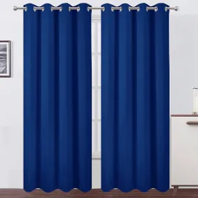 F2L Living Room Bedroom Blackout Curtains for Door | Room Darkening | Thermal Insulated Noise Reducation (Color Navy Blue | 9 Feet Long Set of 2 | Luxurios Edition)