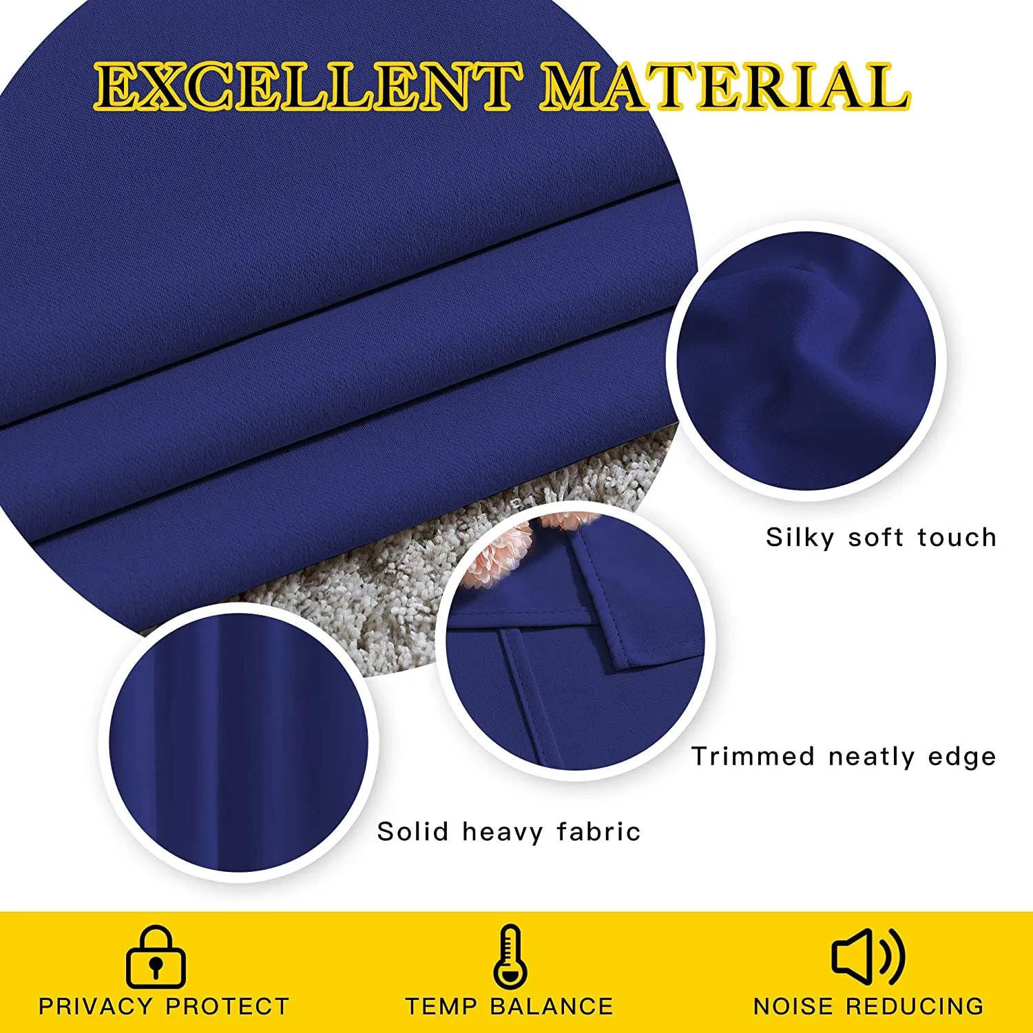 F2L Living Room Bedroom Blackout Curtains for Door | Room Darkening | Thermal Insulated Noise Reducation (Color Navy Blue | 9 Feet Long Set of 2 | Luxurios Edition)