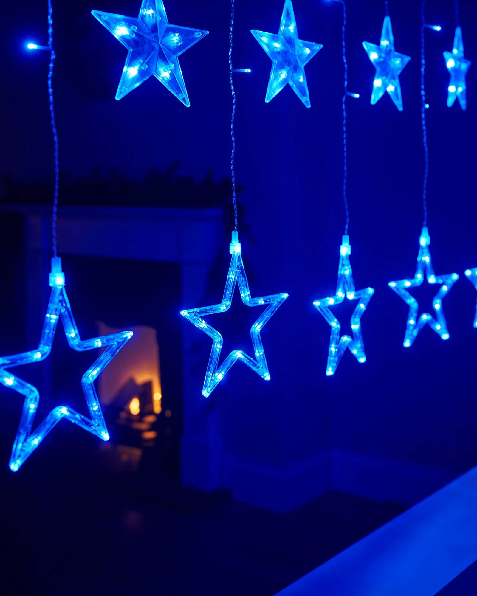 Flashing Star Curtain Net Light, Blue, 2 m