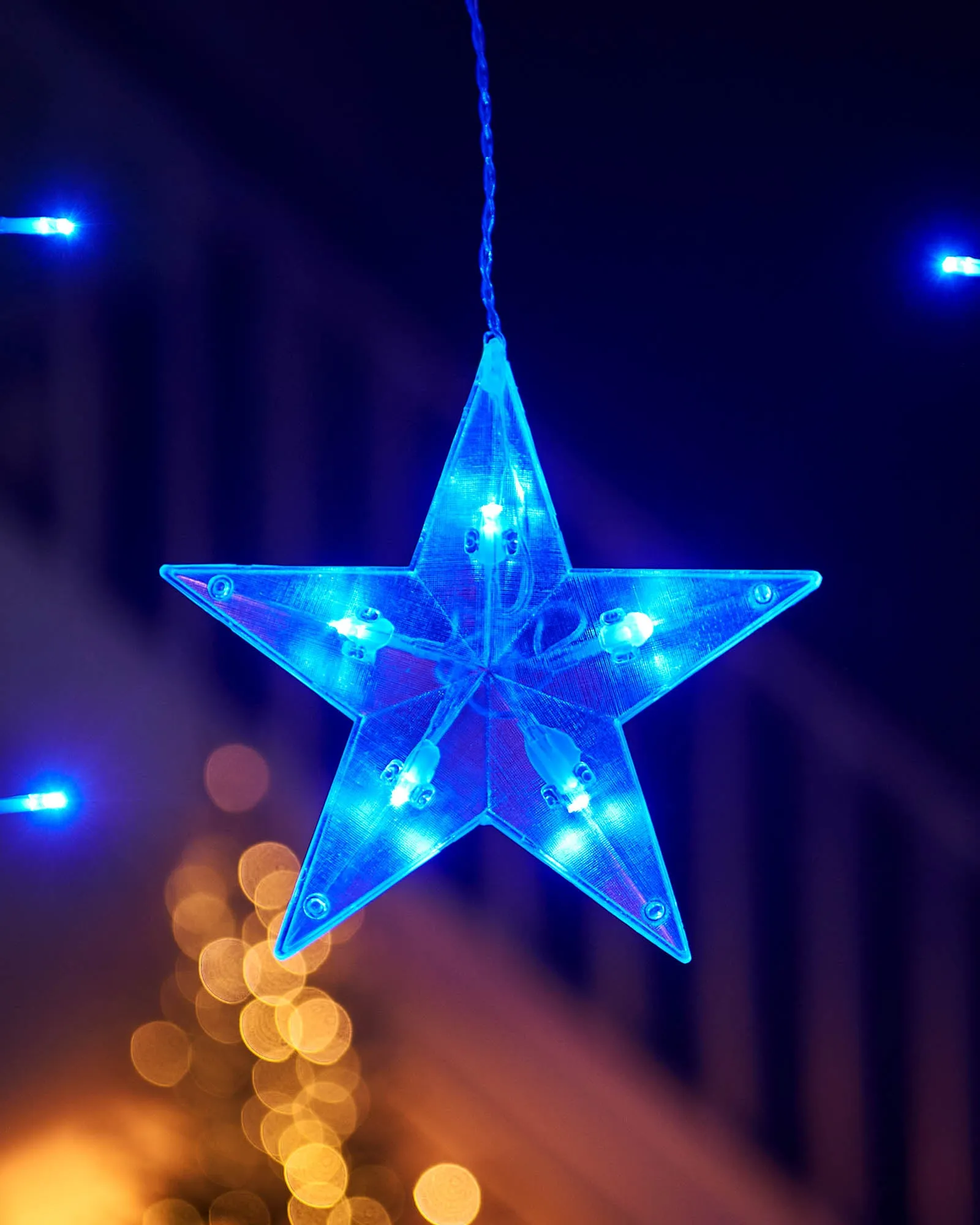 Flashing Star Curtain Net Light, Blue, 2 m